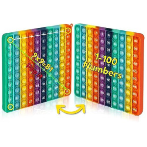 Multiplication Game Chart Pop It Fidget Math Manipulatives Games Table Rainbow Reversible Sensory Toys Flash Cards Stress Popper Relief Anxiety Adhd Autism Adults Kids Childre