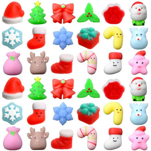 Waybla 36 Pcs Christmas Squishies Toys Kawaii Cute Squishy Stress Reliever Anxiety Toys Christmas Toys For Christmas Party Favors Stocking Stuffers Gifts Goody Bag Filler Gifts