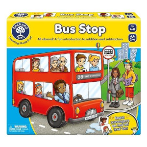 Orchard Toys Moose Games Bus Stop Game. A Fun Introduction To Addition And Subtraction. Pick Up And Drop Off Passengers On Your Bus. For Ages 4-8 And For 2-4 Players