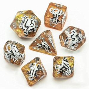 Udixi 7 Die Dnd Dice Set - Polyhedral D&D Dice For Role Playing Games, Rpg Dice Set For Dungeons And Dragons Mtg Pathfinder (Cow Head)