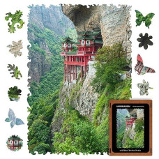 Unidragon Original Wooden Jigsaw Puzzles - Nature Soaring Temple, 125 Pcs, Small 9"X6.2", Beautiful Gift Package, Unique Shape Best Gift For Adults And Kids