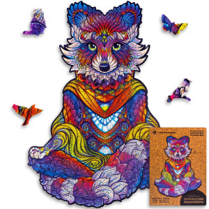 Unidragon Original Wooden Jigsaw Puzzles - Emanating Raccoon, 700 Pcs, Royal Size 187X25, Beautiful Gift Package, Unique Shape Best Gift For Adults And Kids