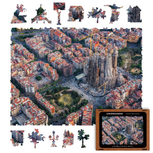 Unidragon Original Wooden Jigsaw Puzzles - City Sagrada Familia, 250 Pcs, Medium 12.2X9, Beautiful Gift Package, Unique Shape Best Gift For Adults And Kids