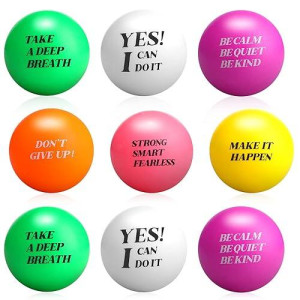 Kasyat 30 Pieces Motivational Stress Balls Colorful Foam Balls Inspirational Stress Relief Balls Quotes Stress Ball Pack Small