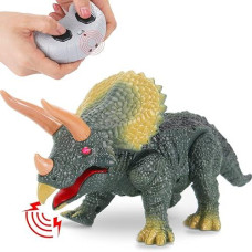 Liberty Imports R/C Remote Control Dinosaur Robot Toy, Kids Jurassic Electronic Walking Dino, Moving, Lights And Roaring Sound (Brachiosaurus)