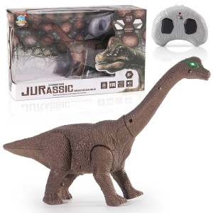 Liberty Imports R/C Brachiosaurus Remote Control Dinosaur Robot Toy, Kids Jurassic Electronic Long Neck Walking Dino, Moving, Lights And Roaring Sound