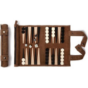 Sondergut Travel-Size Backgammon Set- Genuine Suede, Portable, Roll-Up Lightweight Backgammon Travel Game- Multiple Color Options (Mocha)