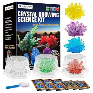 Crystal Growing Science Kit For Kids Ages 6-8-12, Easy Diy Educational Stem Toys Project - 6 Vibrant Crystals Grow Fast In 3-4 Days, Science Experiments Gift For Kids Boys Girls