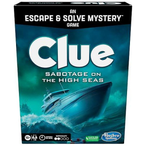 Clue Board Game Sabotage On The High Seas, Escape Room Game, Murder Mystery Games, Cooperative Family Board Game, 1-6 Players, 10+