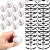 Mtlee 36 Pieces Ball Party Favor Set 24 Adjustable Baseball Rugger Soccer Bracelet Inspirational Sport Wristbands 12 Pcs Sports Stress Ball Mini Foam Balls For Team Reward School Baseball Party Favor