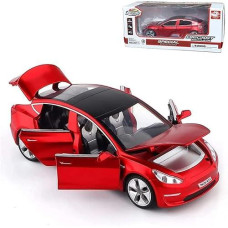 Diecast Toy Car Model 3 Car Model,Zinc Alloy Simulation Casting Car Model Pull Back Vehicles,1:32 Scale Mini Vehicles Toys With Lights And Music For Toddlers Kids Children Birthday Gift (Red)