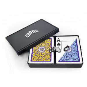 Copag 1546 Neoteric Design 100% Plastic Playing Cards Poker Size Violetyellowblue (Jumbo Index 1 Set)