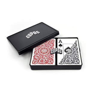 Copag 1546 Design 100% Plastic Playing Cards, Bridge Size (Narrow) Red/Black Double Deck Set (Jumbo Index)