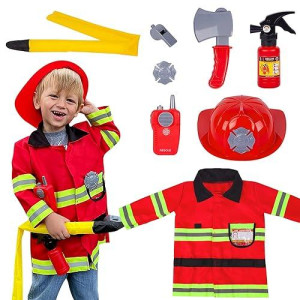 Liberry Fireman Costume For Kids 3 4 5 Years Old, Firefighter Tools With Fire Extinguisher, Pretend Play Toy Gift For Toddler Boys & Girls
