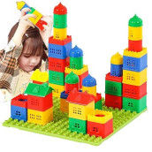 KUTOI Toddler Building Blocks for Kids Ages 4-8, Toddler Blocks Stacking Toys, Fun House Big Blocks Building Sets with 10 x 10 Baseplate, Educational Daycare Toys
