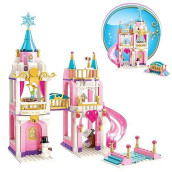 Qman Girls Toy Building Blocks, Dream Snowflake Castle Princess Pink Palace Construction Educational Toy Gift For Girls 6-12 Years And Up (2 Ways To Play)