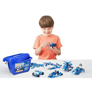 Wise Block Building Set - 8 In 1 Police Command Bucket Value Set - 703 Piece Kit - Compatible With Lego And Other Leading Brands