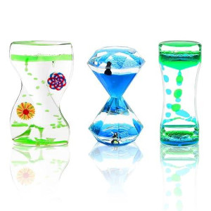 Coitak Liquid Motion Bubbler Timer For Sensory Play, Fidget Toy, Desk Top, 3 Pack, Assorted Colors (Style-2)