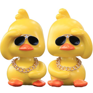 Wonuu Cute Yellow Duck Toy Car Ornaments Cool Duck Car Dashboard Decorations Shaking Head Doll