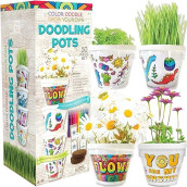 Hapinest 4 Pack Doodling Flower Pots Growing Activity Kit For Kids Easter Basket Stuffers Crafts Gifts For Girls And Boys Ages 4 5 6 7 8 9 10 11 12 Years Old And Up
