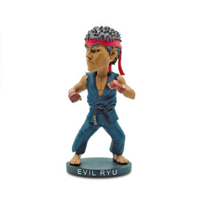Icon Heroes Street Fighter Evil Ryu 8-Inch Resin Bobblehead Figure Exclusive | Action Statue, Desk Toy Accessories, Home Office Decor Capcom Video Game Gifts And Collectibles, Blue