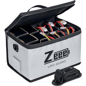 Zeee Lipo Safe Bag Battery Fireproof Bag Large Capacity Storage Guard Battery Safe Pouch for Storage Charging - 10 Cell Adjustable Battery Safe Bag(10.6x6.7x6.7in)