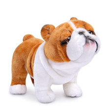 Zhongxin Made Simulation Bulldog Plush Toy - Realistic 12" Standing English Bulldog Pet Dog Stuffed Animal Cute Dog Puppy Plushie Toy, Unique Plush Gift Collection For Kids