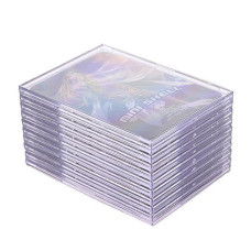 Utctbc Cards Sleeves Top Loaders 10 Hard Acrylic Card Protector Clear Card Brick + 2 Display Stand Fit For Trading Cards,Standard Sports Cards,Baseball Card Holder Cases Collectibles White