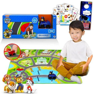 Paw Patrol Mega Mat With Vehicle Set For Kids - Bundle With Paw Patrol Playmat With Vehicle, Stickers And More (Paw Patrol Play Mats)