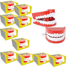The Dreidel Company Wind Up Teeth Chomping & Chattering Teeth Toys For Kids Birthday Party Favors, Novelty And Gag Gifts, 2.5 Inches (10-Pack)