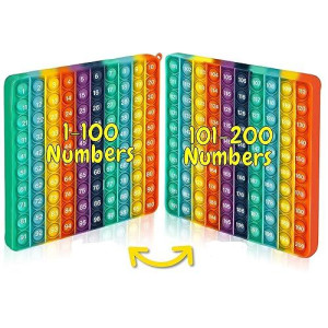 Counting Numbers Chart Pop It Double Sided Learning Math Game Reversible Manipulatives Education Tool Fidget Sensory Type Toys Squeeze Stress Relief Anxiety Adhd Children (Double Side Counting 1-200)