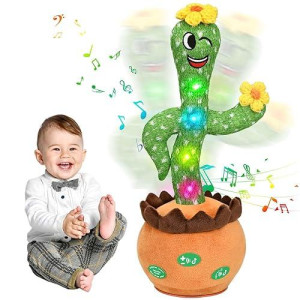 Cactus Baby Toys Boy Girl Gifts, Talking Singing Mimicking Cactus Plush Toy With Light Up, Infant Babies Toddler Kids Interactive Musical Toys, Recording+Dance+Sing English Songs+Repeat What You Say
