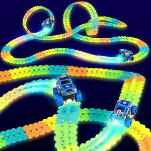 Race Car Track Toys For Kids, Race Car Toys With Led Light And Flexible Changeable Magic Track, Christmas Birthday Gifts Toys For Age 3 4 5 6 7 Years Old Boys Girls