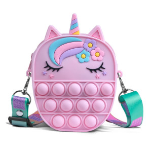 Sichy Pop Bag It, Fidget Bag, Pop Purse For Girl And Women Pop Bag With Unicorn Pop Toy, Anti Stress Silicone Poppet Bag Fidget Shoulder Bag, Best Gifts