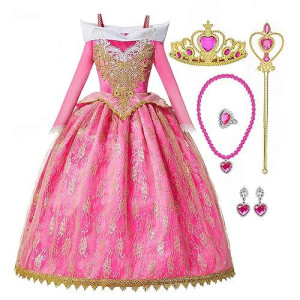 Tolafio Princess Aurora Costume For Girls Dress Birthday Role Play Dress Up Ball Gown