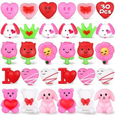 30Pcs Valentine Mochi Squishy Toys For Kids Party Favors Valentine Heart Rose Bear Dog Animal Mochi Squishies Stress Relief Toys For Adults Valentine'S Day Gift For Kids Classroom Exchange Prizes