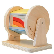 Discovergro Montessori Wooden Rainbow Spinning Toy Drum | Montessori Baby Toy 3 Months - 2 Years Old + | Educational Toys For Early Development | Baby Montessori Toys