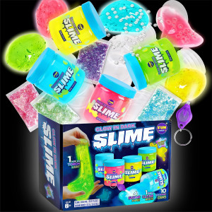 3516 Fl Oz Glow In The Dark Slime For Kids 6-12, Funkidz 1040 Ml Large Slime Pack Neon Colors Slime Kit Green Blue Pink Yellow Big Slime Gifts For Boys Girls Birthday Party Favors