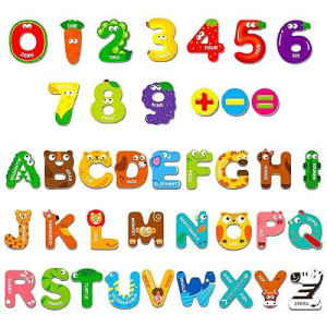 Magnetic Uppercase Letters And Numbers, Educational Learning Tool For Kids Word Recognition 39 Pieces Magnets Include 26 Colorful Alphabet Letters, 10 Numbers And 3 Symbols,Toddlers 3 4 5 Years Old