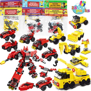 Wodmaz 28 Packs Vehicles Robots Building Blocks Toys Set In 14 Different Models For Kids Goodie Bags, Prizes, Birthday Gifts, Stocking Stuffers, Valentine Party Favor