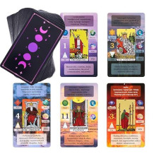 Bwty Tarot Cards Set With Guide Book And 7 Chakra Cards. Learning Tarot Cards Deck For Beginners With Meanings On Them, Keywords, Astrology (Planet Zodiac), Yes Or No, Elements, Numerology