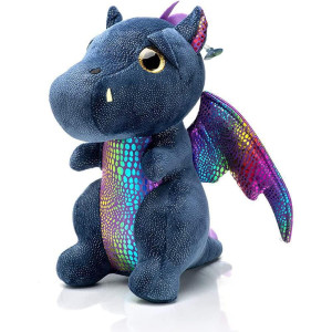 Yukouqian Dragon Stuffed Animal Cute Dragon Plush Doll Toy 10 Inch Gift For Girls Boys Christmas (Dragon Black 25Cm)