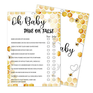 True Or False Baby Shower Game, Gender Reveal Party Supplies,Honeycomb Bumble Bee Party Decorations,- 30 Game Cards 1 Answer Card (Bb013-Yx03)