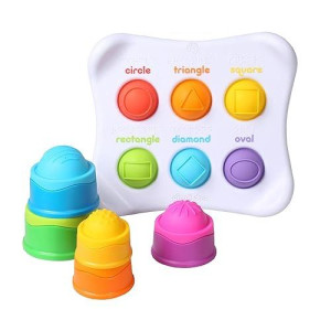 Fat Brain Dimpl Duo Stack Bundle - 2 Piece Combo Baby Toy Activity Set, Bpa Free Silicone Poppers