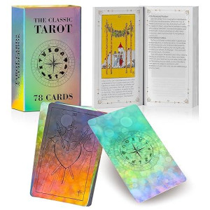 Prophet Tarot Cards For Beginners, 78 Original Tarot Cards Deck Fortune Telling Game With Guide Book, Holographic Tarot Cards (Multicolored)