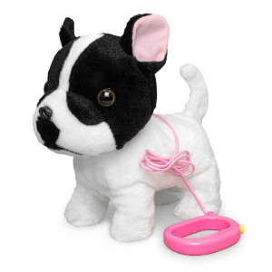 Yh Yuhung Walking French Bulldog Puppy Stuffed Animal With Remote Control Leash, Walking And Barking Bulldog On Leash Toy, Electronic Dog Toy For Kids Age 3-5