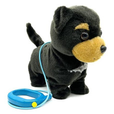 Yh Yuhung Walking And Barking Toy Dog With Remote Control Leash Puppy Interactive Stuffed Animated Dog Toys For Kids Gift(Black)