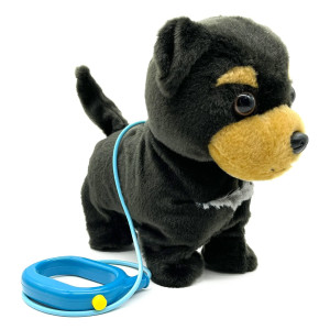 Yh Yuhung Walking And Barking Toy Dog With Remote Control Leash Puppy Interactive Stuffed Animated Dog Toys For Kids Gift(Black)