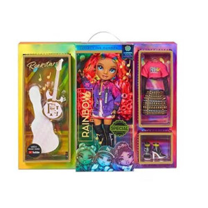 Rainbow High Rockstar Fashion Doll 2 Complete Outfits & Rockband Essentials Choose Carmen Major, Vanessa Tempo, Lyric Lucas , Multicolour