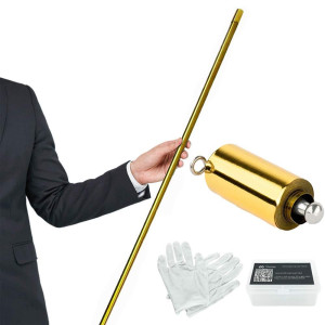 Kensally Xfunjoy 59"/150Cm Golden Magic Appearing Cane Magic Staff With Free Gloves And Video Turorial For Professional Magician Stage Street Magic Performance